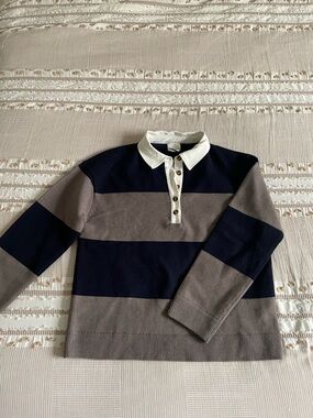 H&M women’s Striped Rugby Polo Sweater - Navy & Gray